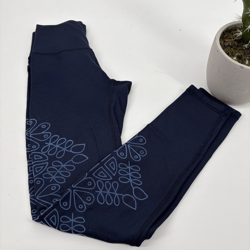 Aerie Chill Play Move Women's Blue Embossed Thick Yoga Leggings S Athleisure